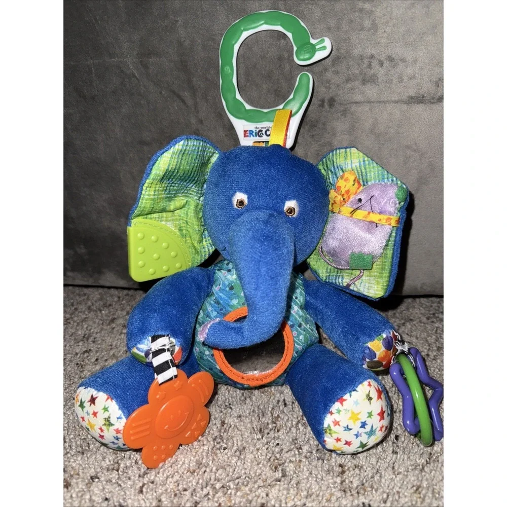 The World Of Eric Carle Hanging Elephant Plush Animal Rattle Teether 8